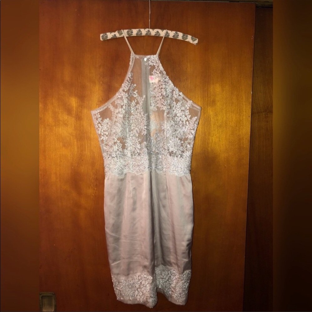 White and silver SEE THRU DRESS w/ embellishments